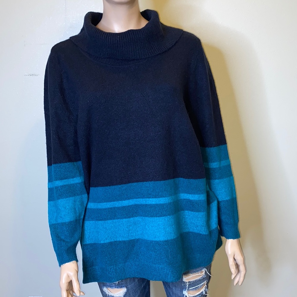 Lane Bryant Blue Aqua Cowl Neck Sweater 22/24